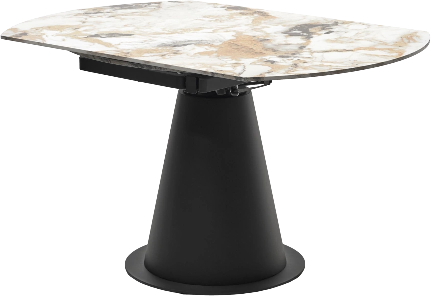 Кухонный стол раздвижной Teramo 135, Gloss Grand Jade Solid Ceramic, керамика, поворотн.механизм, Черный каркас