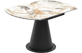 Кухонный стол раздвижной Teramo 135, Gloss Grand Jade Solid Ceramic, керамика, поворотн.механизм, Черный каркас