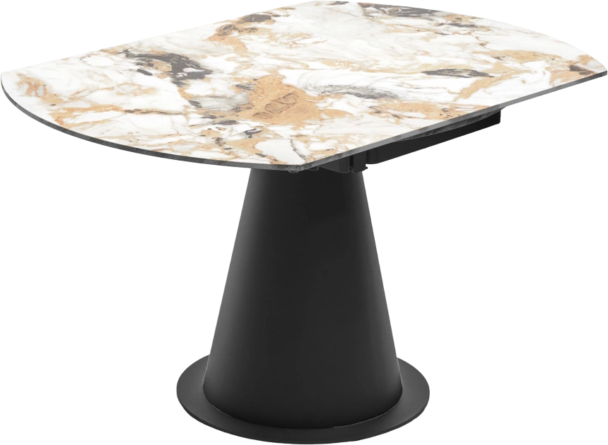 Кухонный стол раздвижной Teramo 135, Gloss Grand Jade Solid Ceramic, керамика, поворотн.механизм, Черный каркас