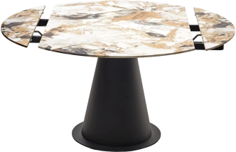 Кухонный стол раздвижной Teramo 135, Gloss Grand Jade Solid Ceramic, керамика, поворотн.механизм, Черный каркас