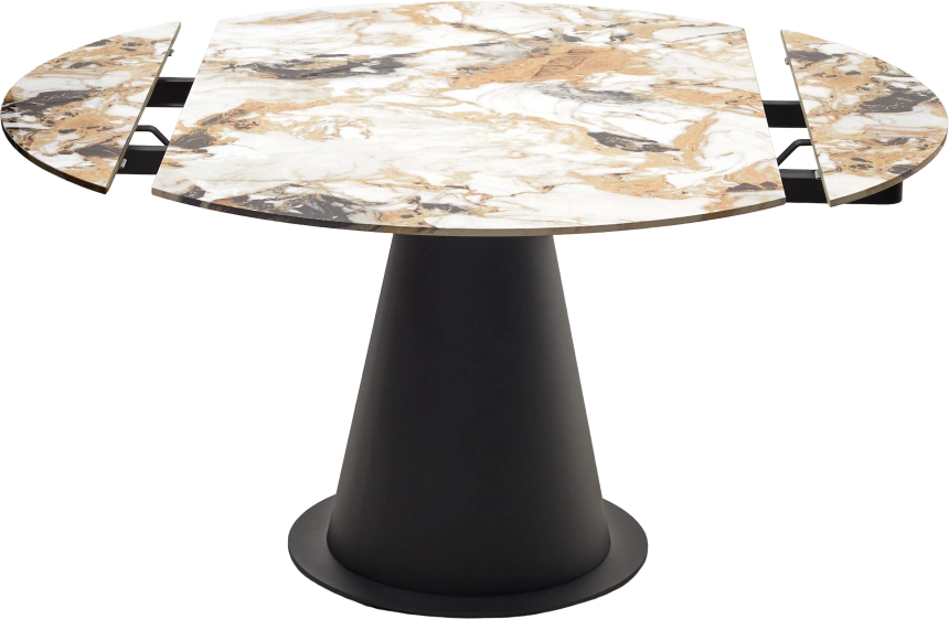 Кухонный стол раздвижной Teramo 135, Gloss Grand Jade Solid Ceramic, керамика, поворотн.механизм, Черный каркас