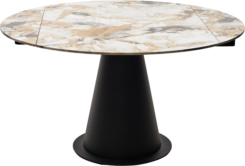 Кухонный стол раздвижной Teramo 135, Gloss Grand Jade Solid Ceramic, керамика, поворотн.механизм, Черный каркас
