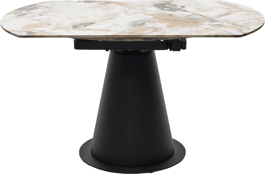 Кухонный стол раздвижной Teramo 135, Gloss Grand Jade Solid Ceramic, керамика, поворотн.механизм, Черный каркас