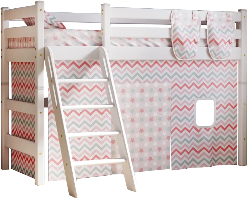 Полувысокая детская кровать Соня-6, с наклонной лестницей, белый