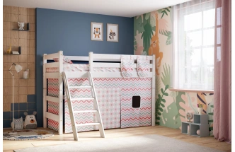 Полувысокая детская кровать Соня-6, с наклонной лестницей, белый