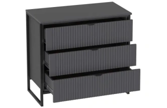 Комод Нора, с тремя ящиками, металл бруклин / графит