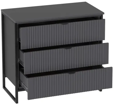 Комод Нора, с тремя ящиками, металл бруклин / графит