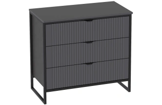 Комод Нора, с тремя ящиками, металл бруклин / графит