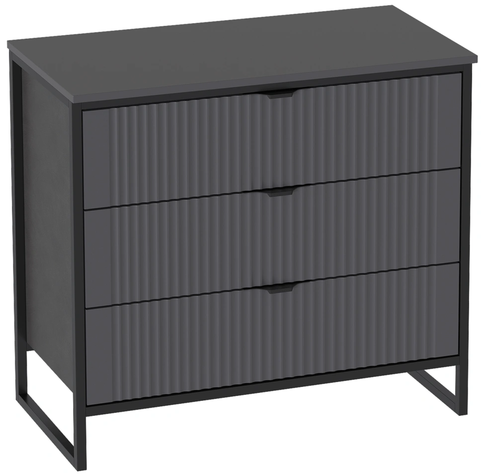 Комод Нора, с тремя ящиками, металл бруклин / графит