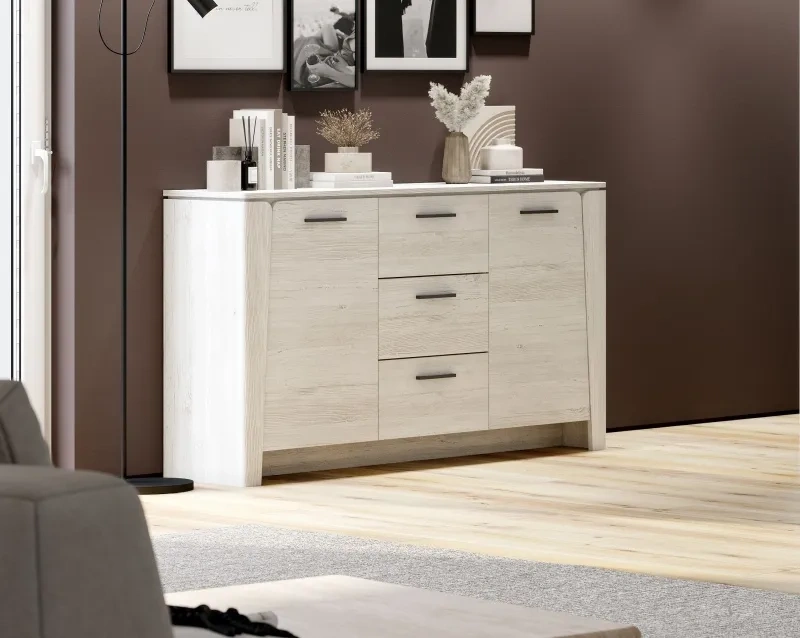 Тумба Мальта, с полками и ящиками, дуб винтерберг 