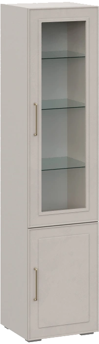 Шкаф витрина Мотру, распашной с полками, кашемир / шампань