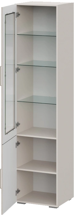 Шкаф витрина Мотру, распашной с полками, кашемир / шампань