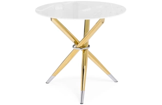 Кухонный стол Rock, 80х80х75, стекло, white / gold