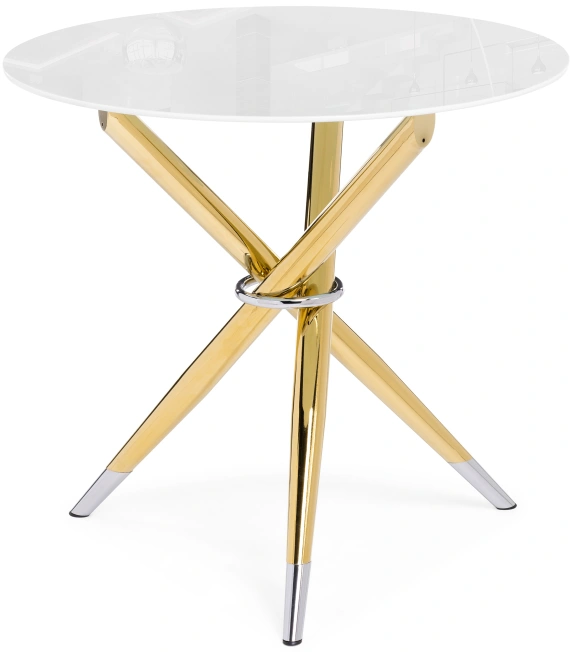 Кухонный стол Rock, 80х80х75, стекло, white / gold