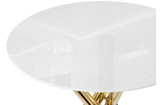 Кухонный стол Rock, 80х80х75, стекло, white / gold