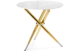 Кухонный стол Rock, 80х80х75, стекло, white / gold