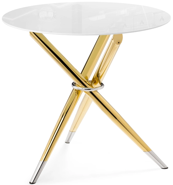 Кухонный стол Rock, 80х80х75, стекло, white / gold