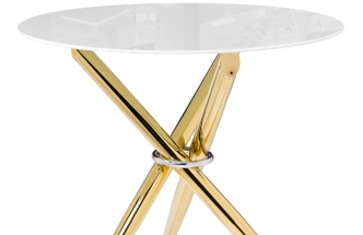 Кухонный стол Rock, 80х80х75, стекло, white / gold