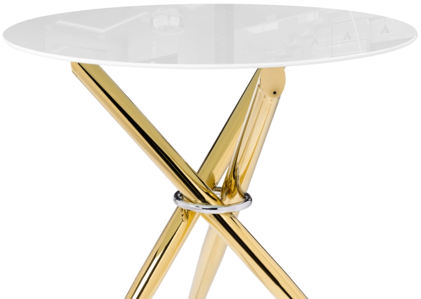 Кухонный стол Rock, 80х80х75, стекло, white / gold