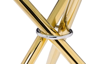Кухонный стол Rock, 80х80х75, стекло, white / gold