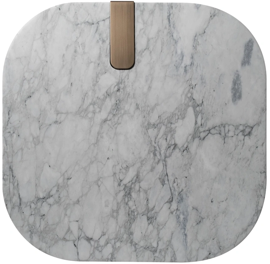 Журнальный стол Brandon, 100x100x30, мрамор, белый мрамор / латунь