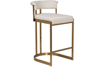 Барный стул GY-08216, букле, бежевый / матовое золото