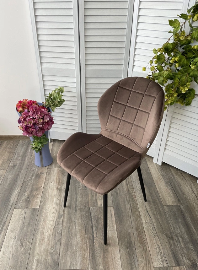 Стул Flower, мягкий, Bluvel-77 Ash Green, велюр