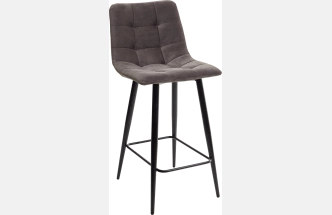 Полубарный стул Chilli-QB графит #14, велюр, черный каркас (H=66cm)