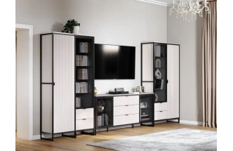 Шкаф однодверный Нора, с ящиками, металл бруклин / персидский жемчуг