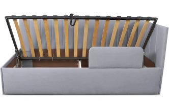 Кровать односпальная Хеппи-2, мягкая, велюр Мора серый