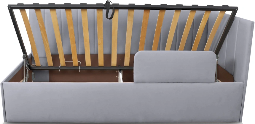 Кровать односпальная Хеппи-2, мягкая, велюр Мора серый