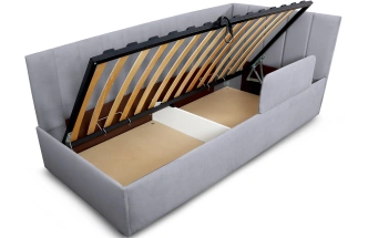 Кровать односпальная Хеппи-2, мягкая, велюр Мора серый