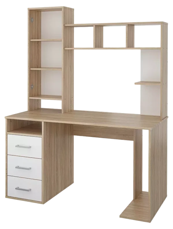 Стол компьютерный Мика, с надстройкой Дуб сонома/Белый
