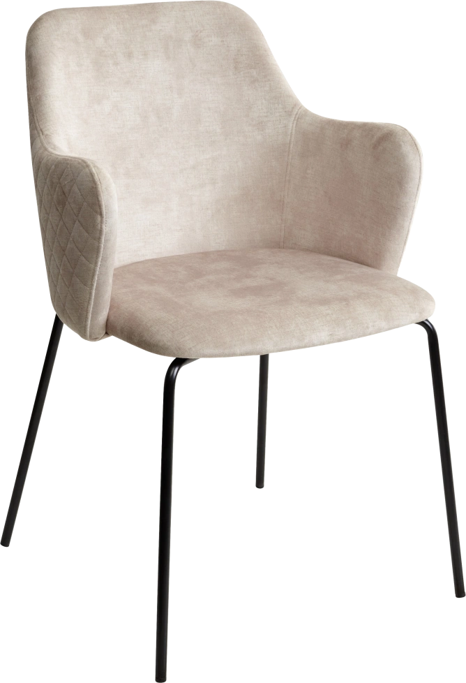 Стул Amaretto, мягкий, VBP206 античный светло-бежевый, велюр без пальчикового эффекта, черный каркас