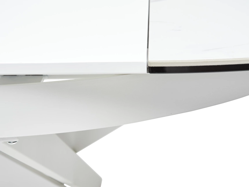 Кухонный стол раздвижной Trento 120, High Gloss Statuario Белый мрамор глянцевый, керамика, белый каркас
