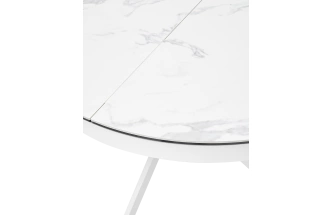 Кухонный стол раздвижной Trento 120, High Gloss Statuario Белый мрамор глянцевый, керамика, белый каркас
