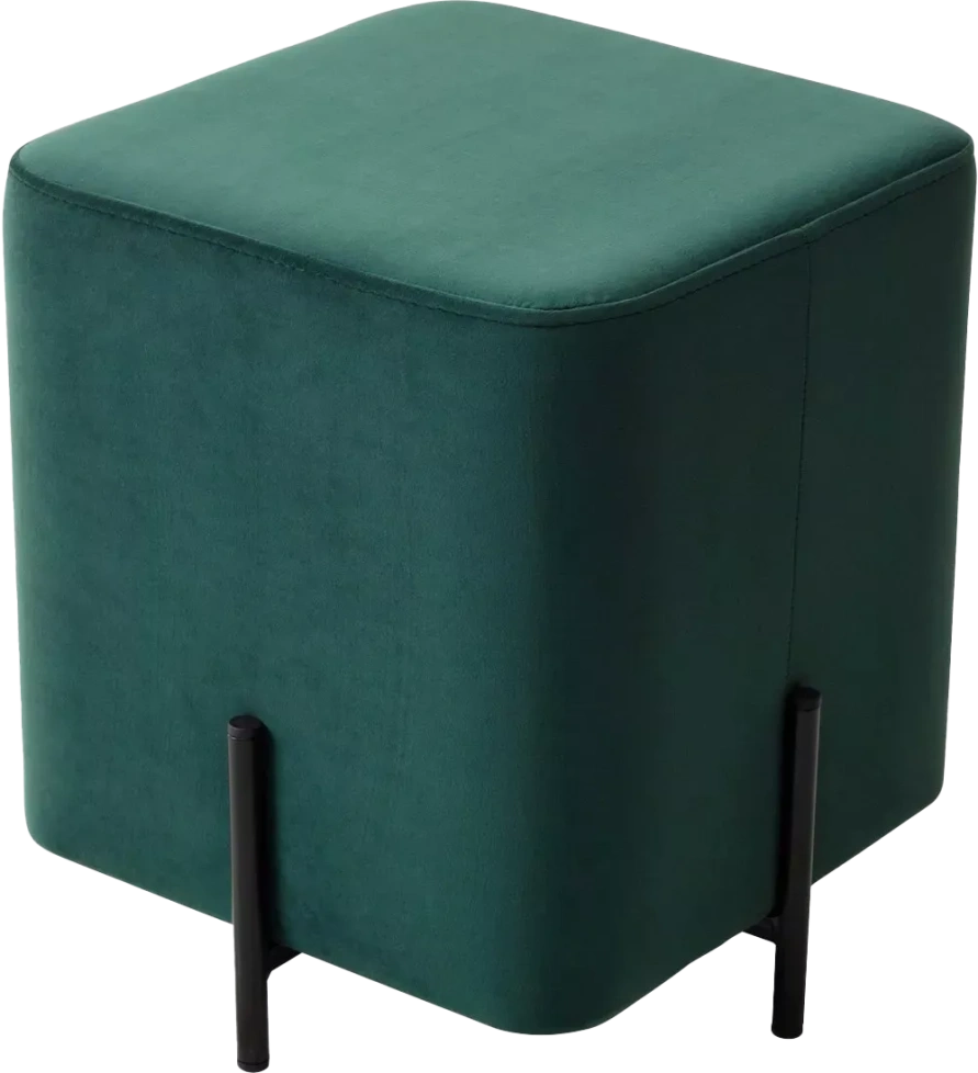 Пуф Феликс, квадратный, зеленый #19, велюр / черный каркас