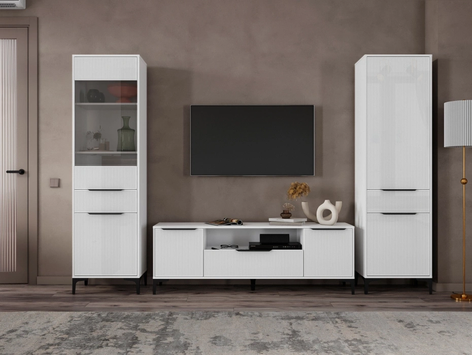 Модульная гостиная Иадама, комплектация 6, белый / белый глянец