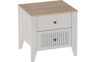 Тумба прикроватная Валенсия, с ящиками, персидский жемчуг / дуб натуральный светлый