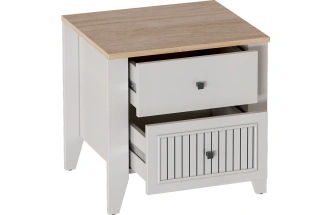 Тумба прикроватная Валенсия, с ящиками, персидский жемчуг / дуб натуральный светлый