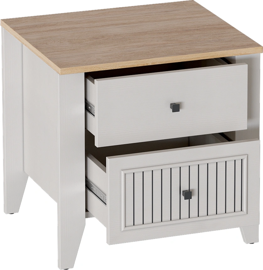 Тумба прикроватная Валенсия, с ящиками, персидский жемчуг / дуб натуральный светлый