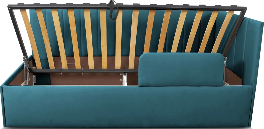 Кровать односпальная Хеппи-2, мягкая, велюр Мора океан