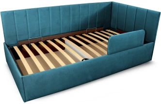Кровать односпальная Хеппи-2, мягкая, велюр Мора океан
