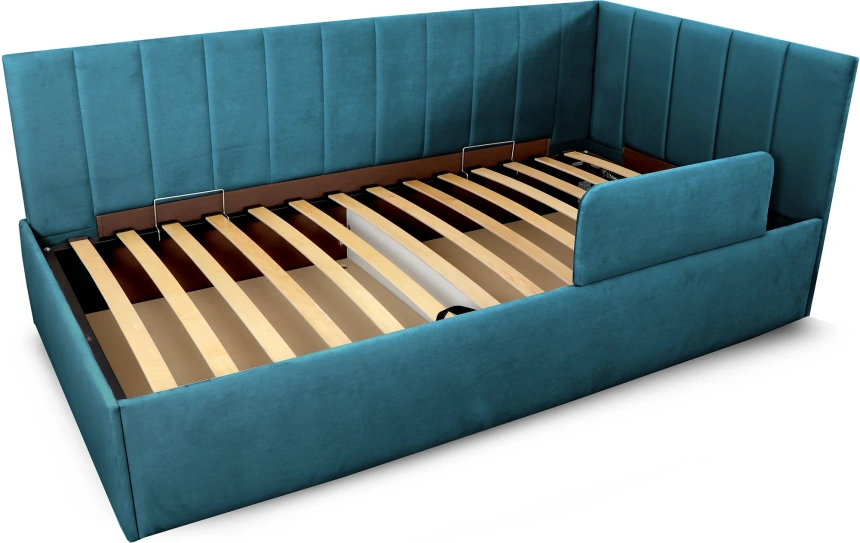 Кровать односпальная Хеппи-2, мягкая, велюр Мора океан