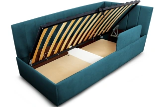 Кровать односпальная Хеппи-2, мягкая, велюр Мора океан