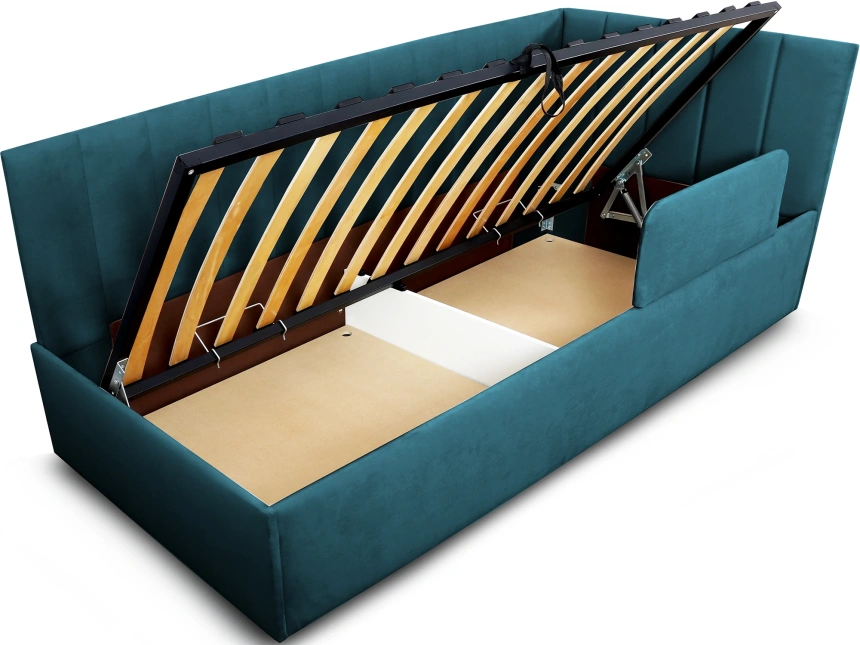 Кровать односпальная Хеппи-2, мягкая, велюр Мора океан