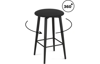 Полубарный табурет Гангток, крутящийся, черный / черный матовый