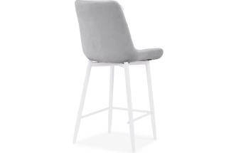 Полубарный стул Алст, велюр светло-серый / белый