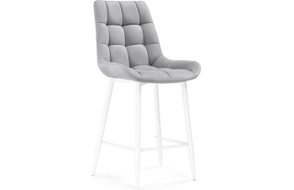 Полубарный стул Алст, велюр светло-серый / белый