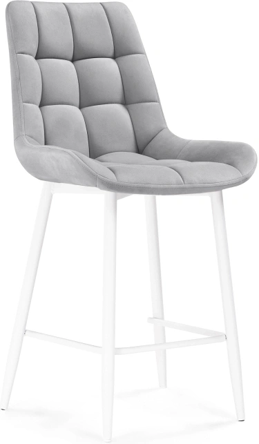 Полубарный стул Алст, велюр светло-серый / белый